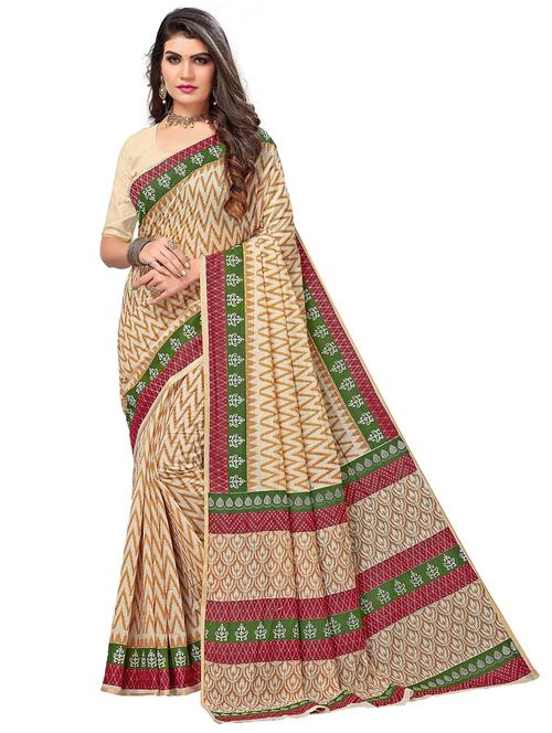 women's chevron beige colored saree with blouse - 19596950 - Standard Image - 0