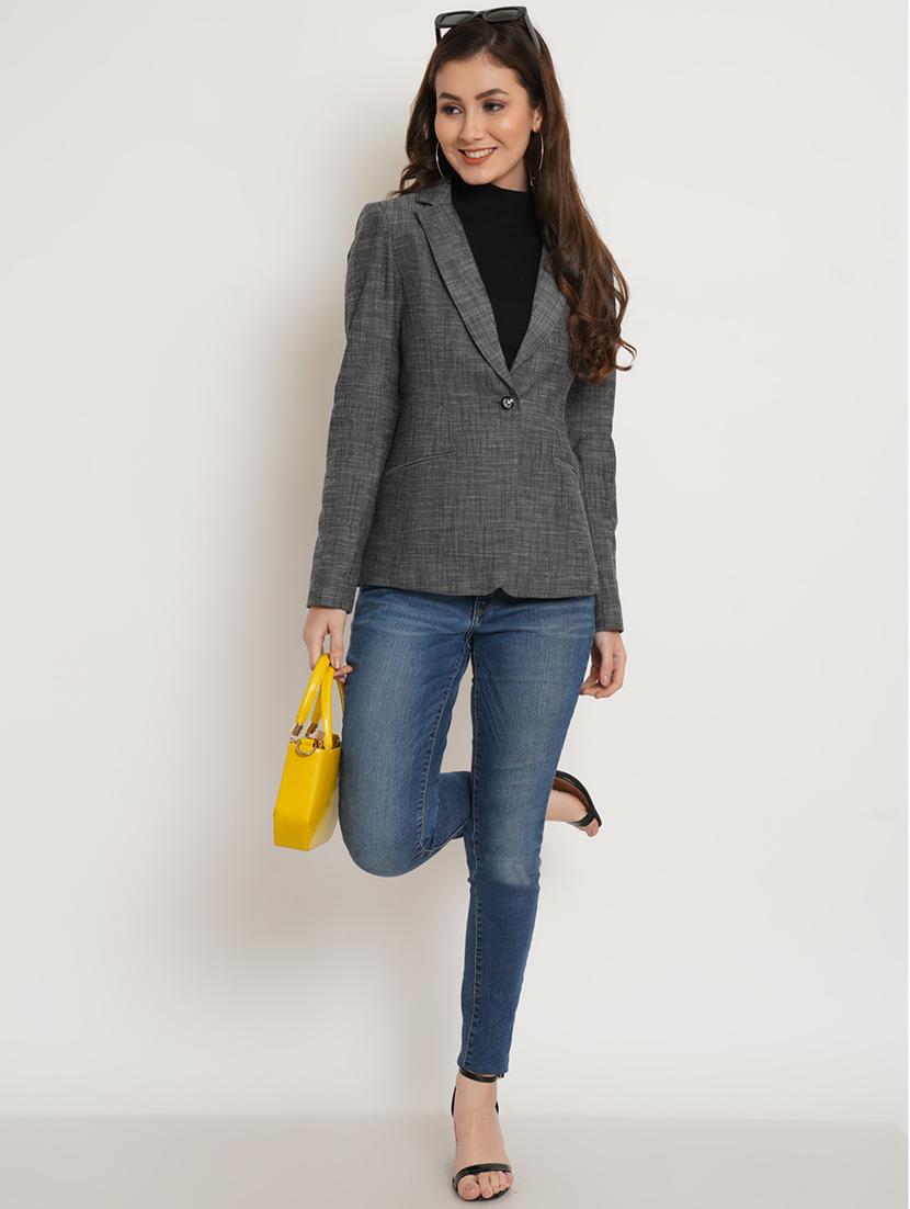 lapel neck casual blazer - 19598722 - Standard Image - 3