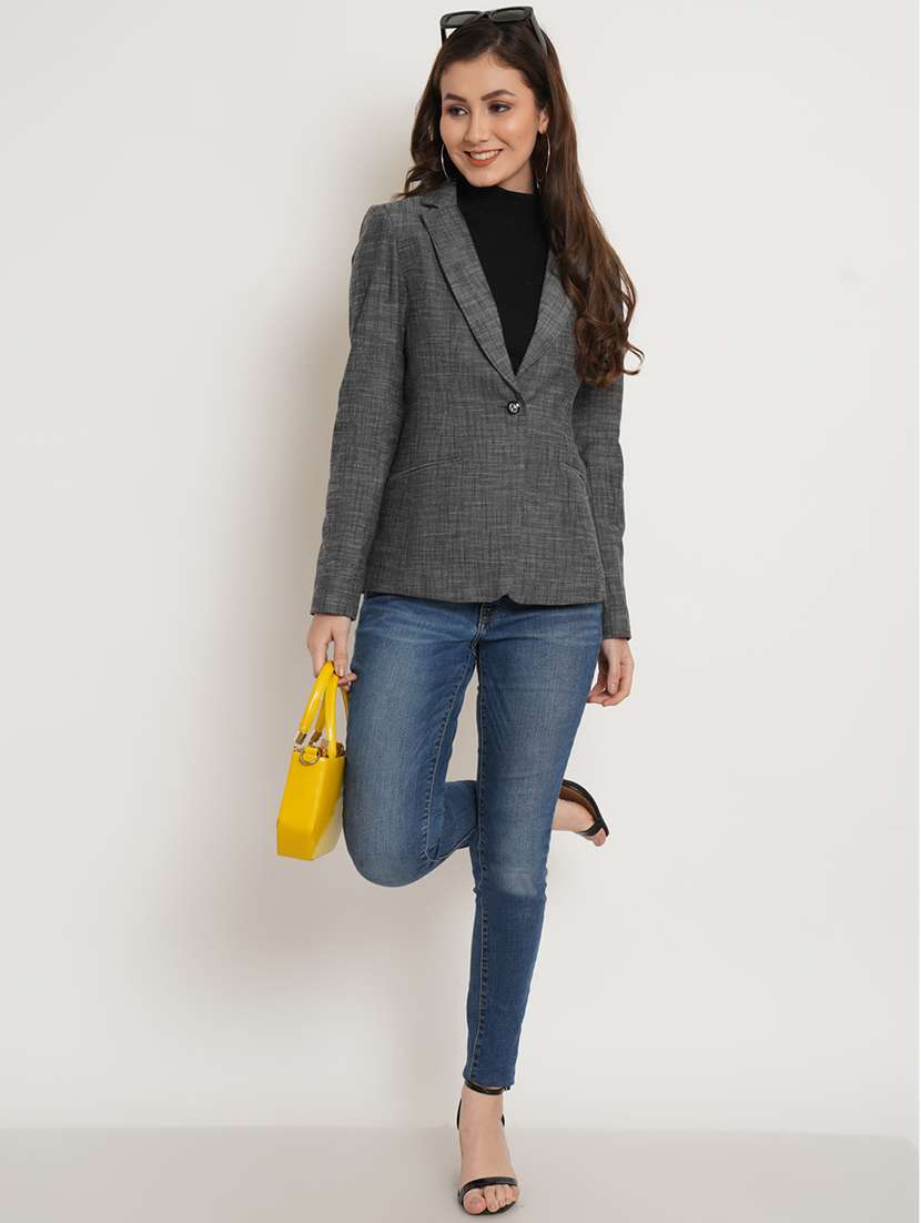 lapel neck casual blazer - 19598723 - Standard Image - 3