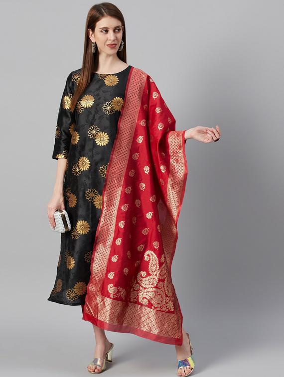 self design straight pant unstitched suit - 19600418 - Zoom Image - 0