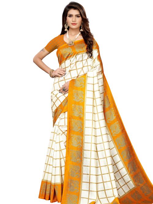 checkered woven saree with blouse - 19600551 -  Standard Image - 0