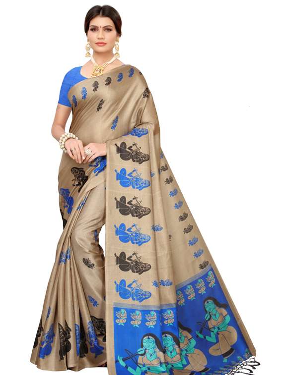 printed woven saree with blouse - 19600554 - Zoom Image - 0