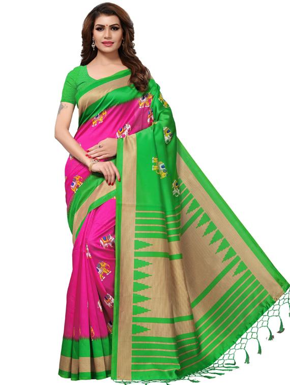 self design woven saree with blouse - 19600573 - Zoom Image - 0