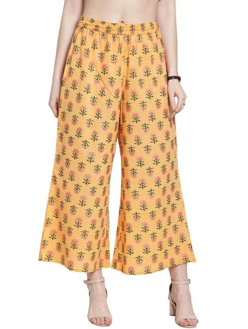 yellow printed cullottes palazzo - 19600789 - Standard Image - 0