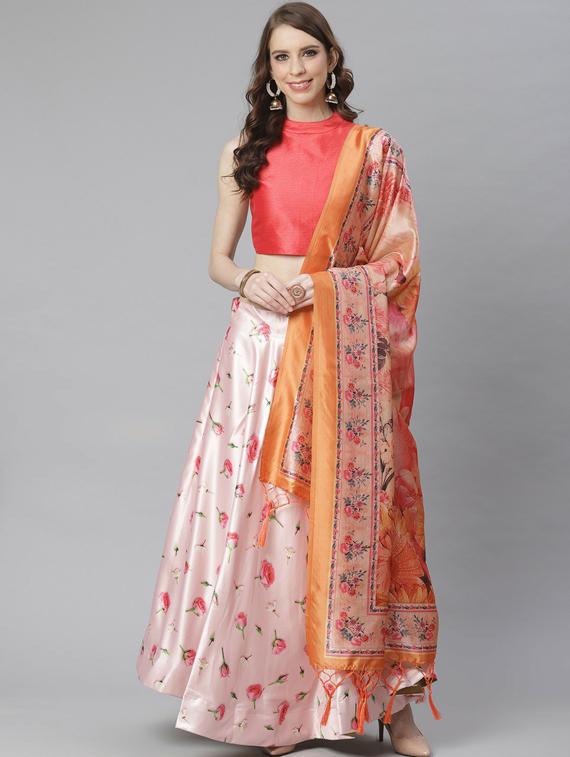 printed flared semi stitched lehenga - 19600864 -  Zoom Image - 0