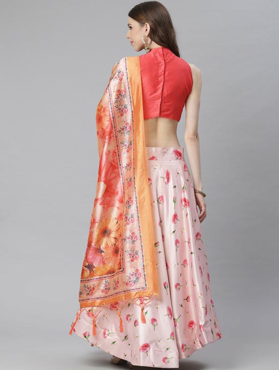 printed flared semi stitched lehenga - 19600864 - Standard Image - 3