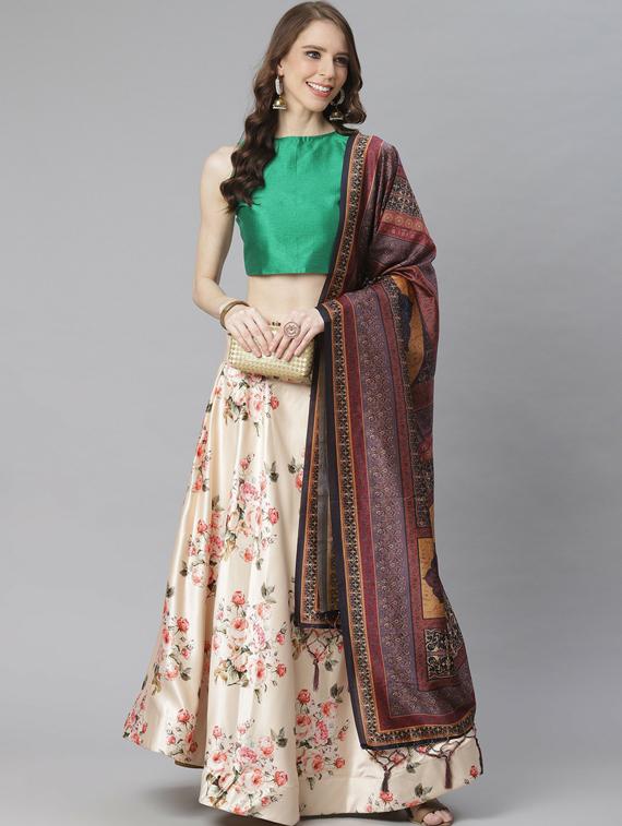 printed flared semi stitched lehenga - 19600869 - Zoom Image - 0