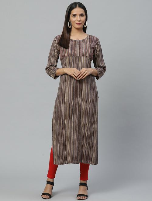 round neck straight kurta - 19600976 - Standard Image - 0
