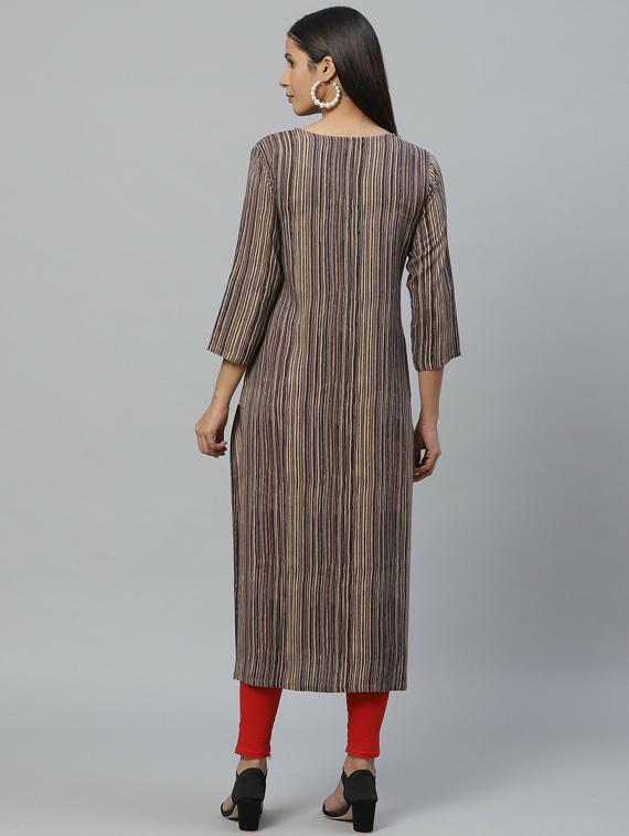 round neck straight kurta - 19600976 - Standard Image - 3