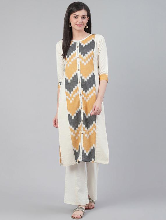 round neck straight kurta - 19600983 - Zoom Image - 0