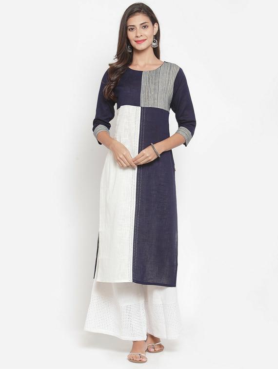 round neck straight kurta - 19601061 -  Zoom Image - 0