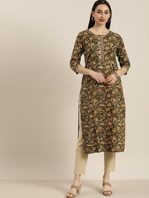 round neck straight kurta - 19601075 - Zoom Image - 0