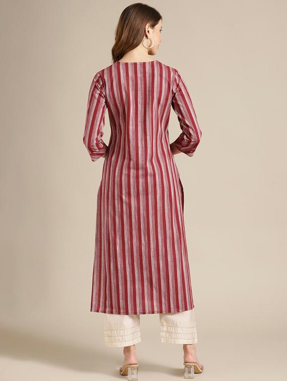 notch neck straight kurta - 19601078 - Standard Image - 3