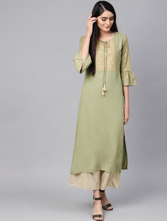 key hole neck straight kurta - 19601088 -  Zoom Image - 0