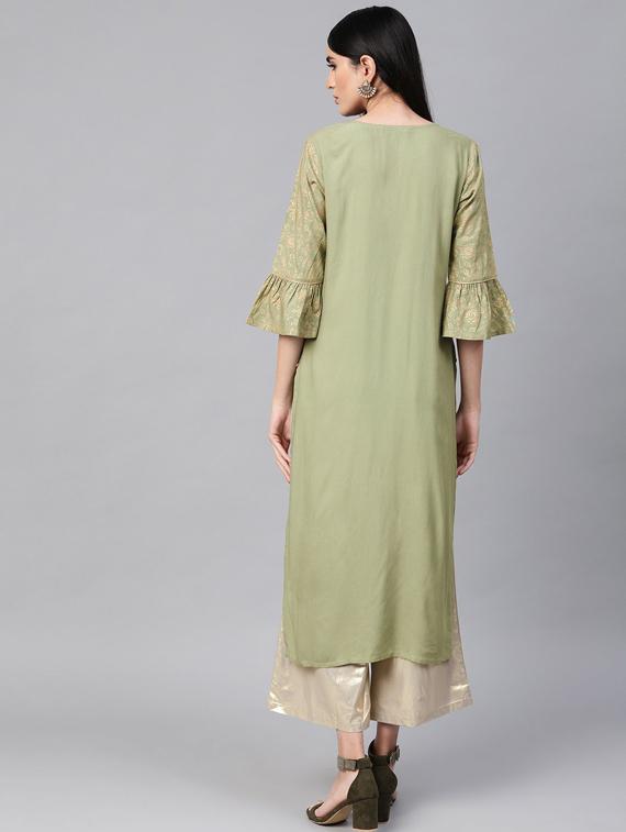 key hole neck straight kurta - 19601088 - Standard Image - 3