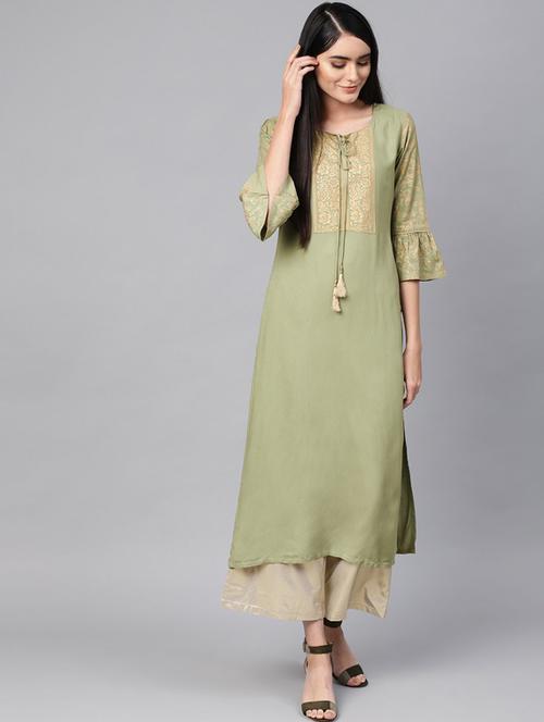 key hole neck straight kurta - 19601089 -  Standard Image - 0