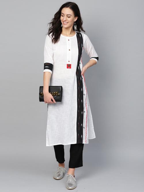 round neck straight kurta - 19601090 - Standard Image - 0