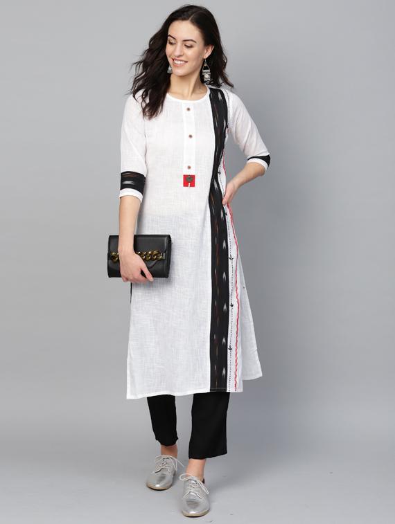 round neck straight kurta - 19601090 - Zoom Image - 0