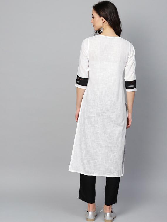 round neck straight kurta - 19601090 - Standard Image - 3