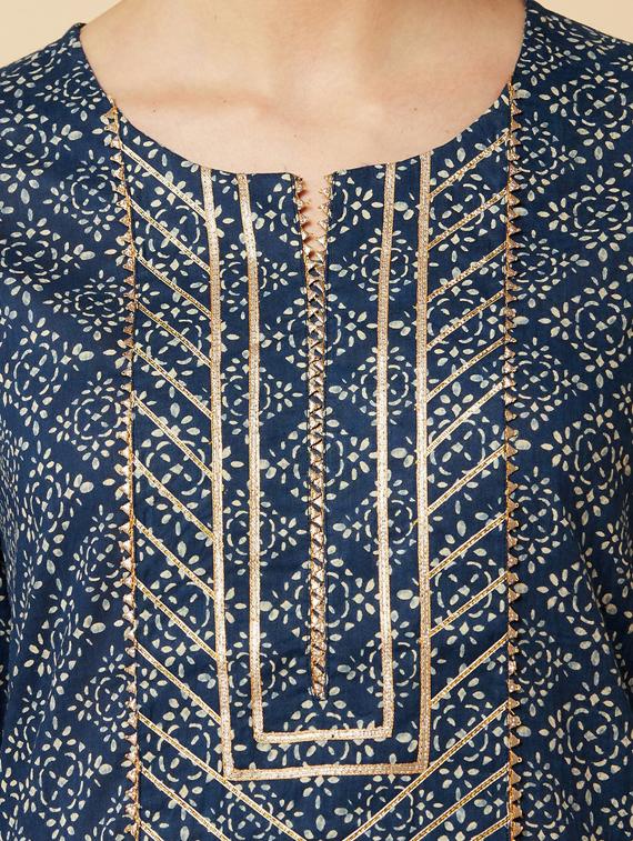 blue women self design straight kurta - 19601179 - Standard Image - 5