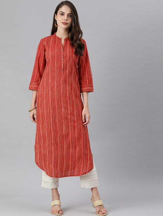 mandarin collar straight kurta - 19601199 - Zoom Image - 0