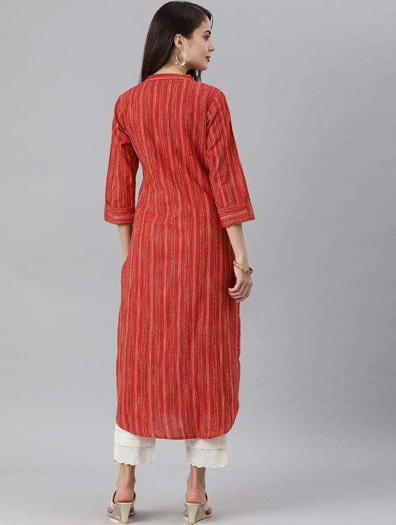 mandarin collar straight kurta - 19601199 - Standard Image - 3