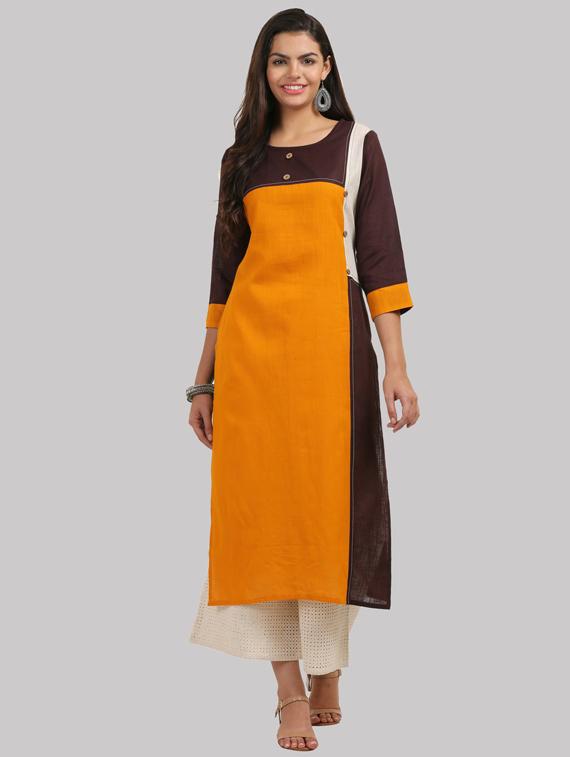round neck straight kurta - 19601230 - Zoom Image - 0