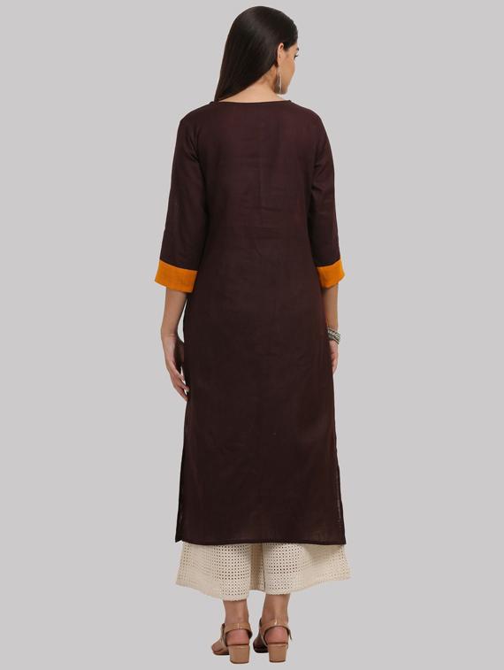 round neck straight kurta - 19601230 - Standard Image - 3