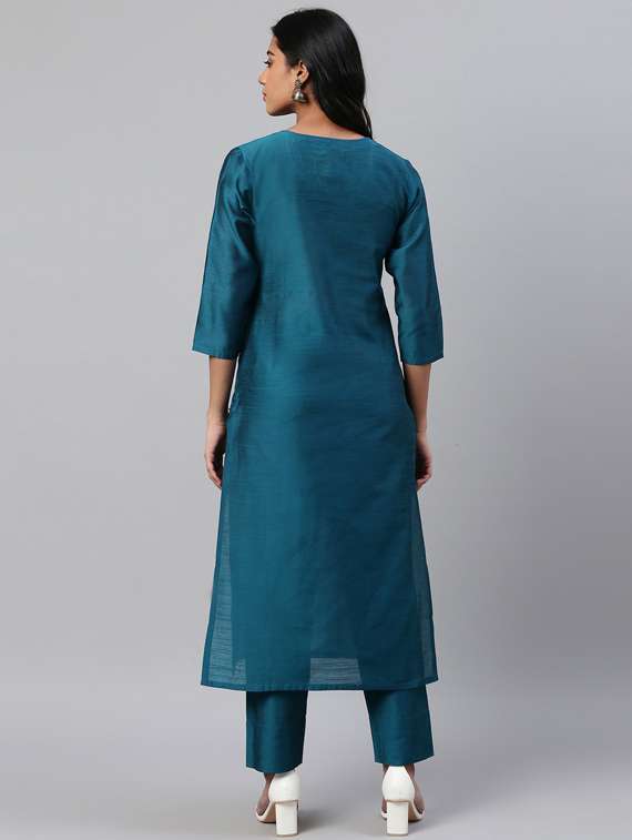 round neck kurta pant set - 19601253 - Standard Image - 3