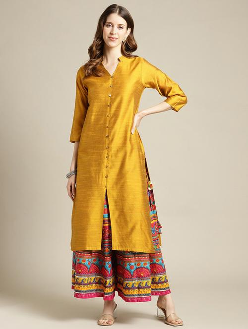 mandarin collar kurta sharara set - 19601271 -  Standard Image - 0