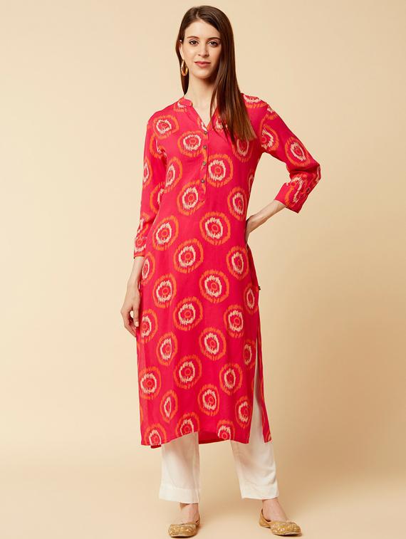 mandarin collar kurta pant set - 19601275 - Zoom Image - 0