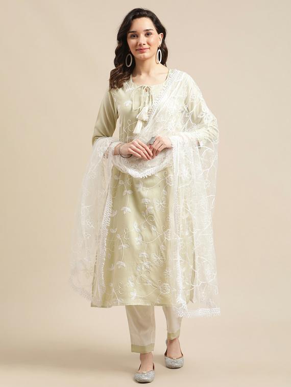 key hole neck kurta pant set - 19601290 - Zoom Image - 0