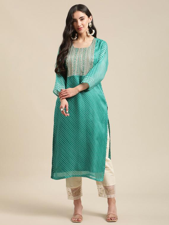 round neck kurta pant set - 19601301 -  Zoom Image - 0