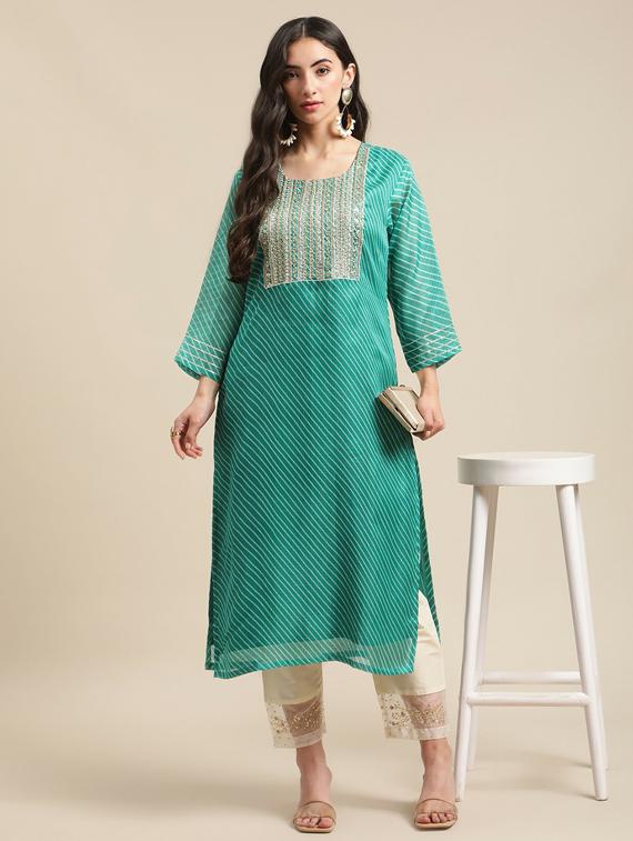round neck kurta pant set - 19601301 - Standard Image - 3