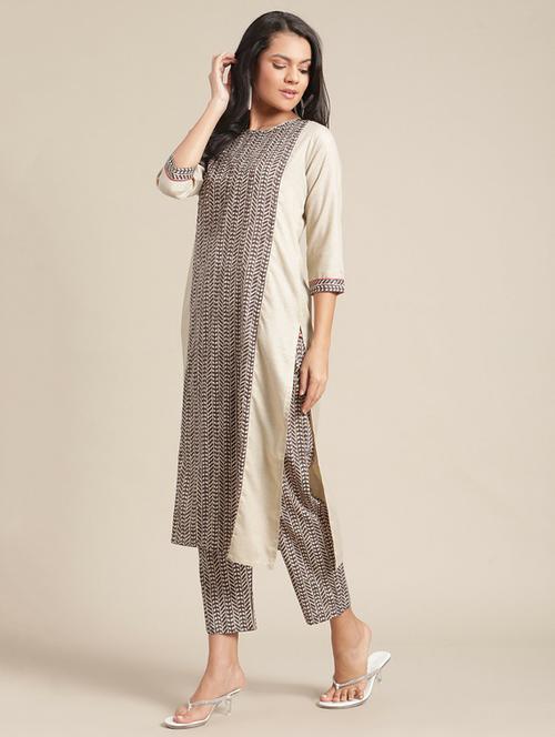 round neck kurta pant set - 19601305 - Standard Image - 0