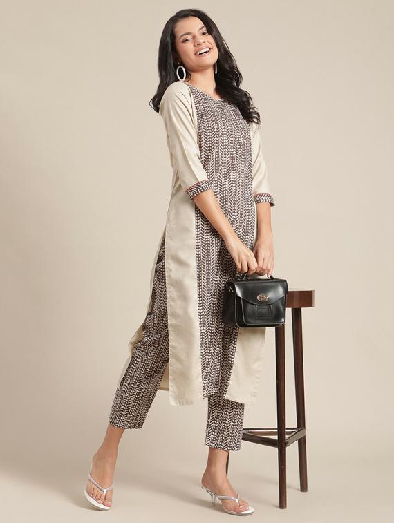 round neck kurta pant set - 19601305 - Standard Image - 3