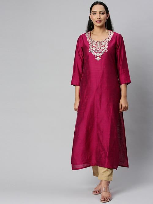 round neck kurta pant set - 19601319 -  Standard Image - 0