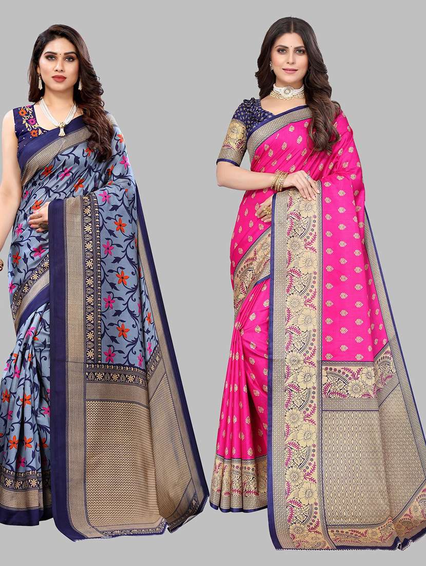pack of 2 printed saree with blouse - 19601371 -  Zoom Image - 0