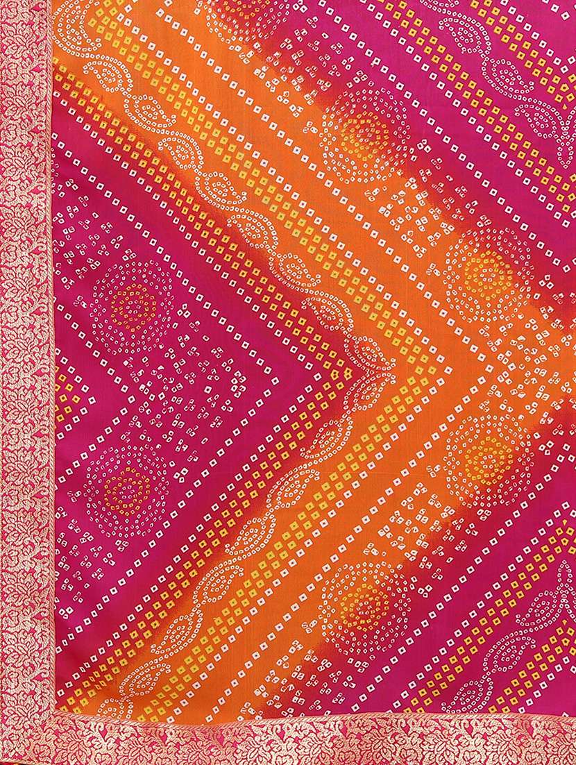 printed bandhani saree with blouse - 19601743 -  Standard Image - 3