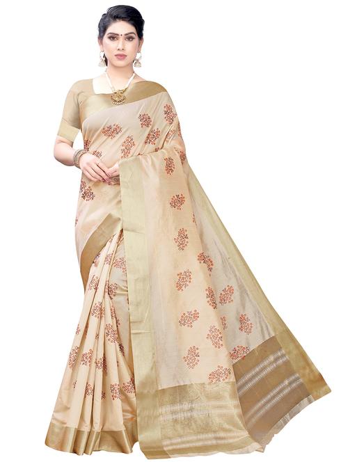 floral print woven saree with blouse - 19602334 - Standard Image - 0