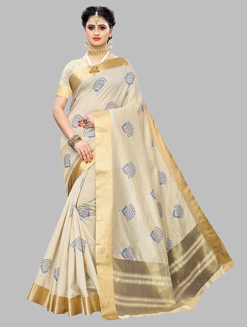 printed kasavu saree with blouse