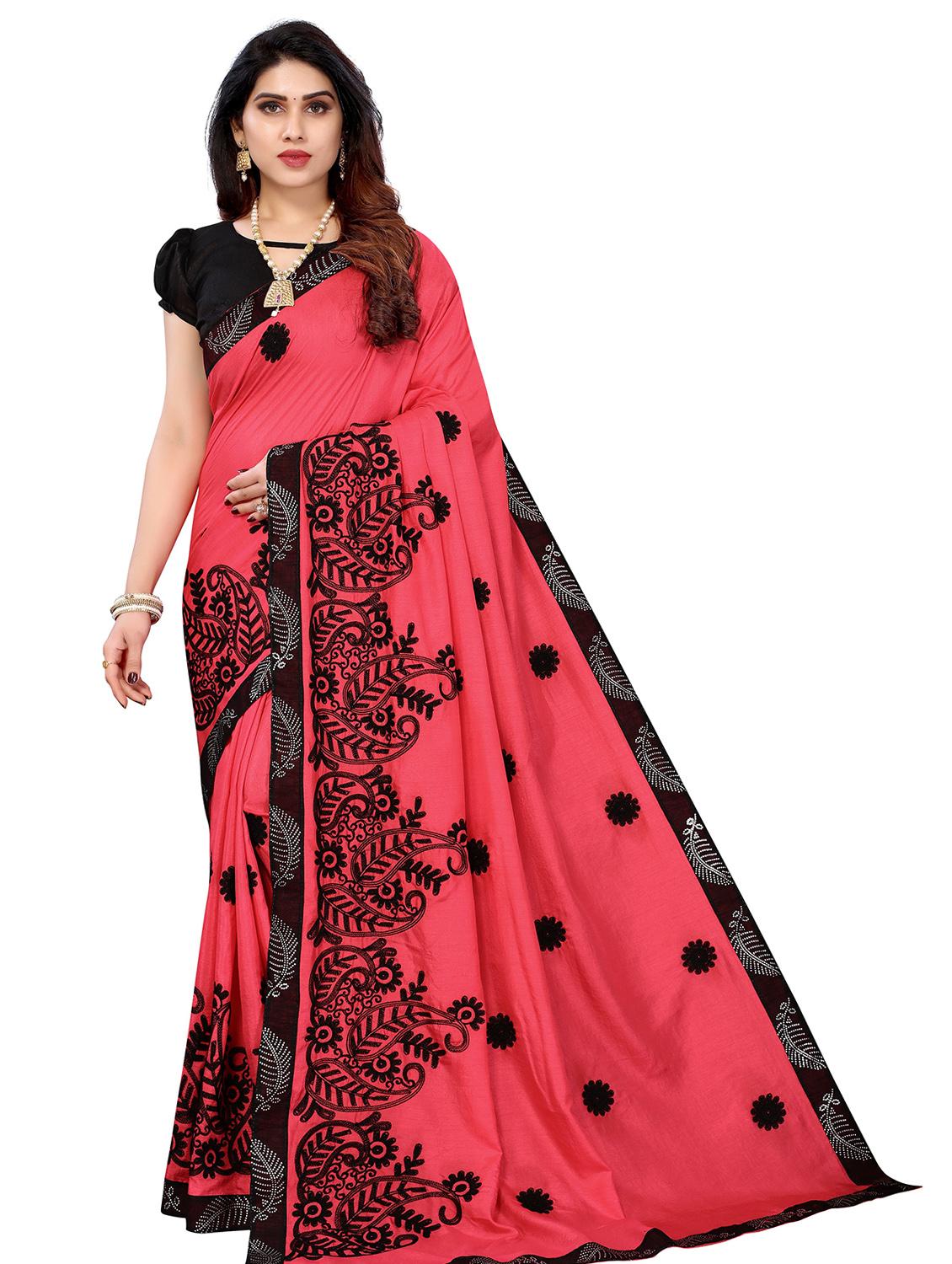 embroidered bordered saree with blouse - 19602393 - Zoom Image - 0