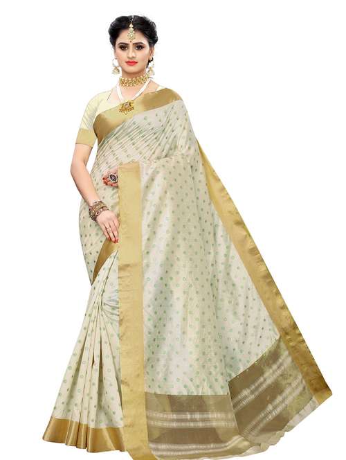 printed kasavu saree with blouse - 19602400 - Standard Image - 0