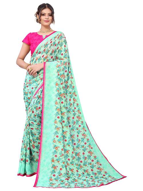 light blue  printed saree with blouse - 19602802 -  Standard Image - 0