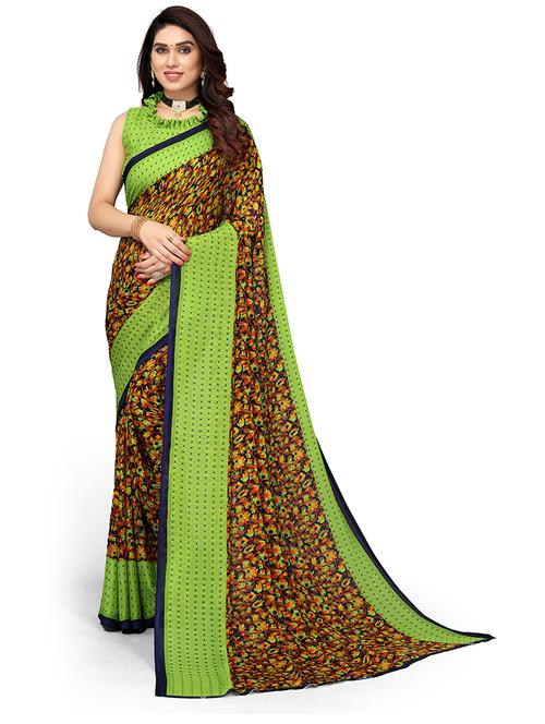 light green printed saree with blouse - 19602828 - Standard Image - 0