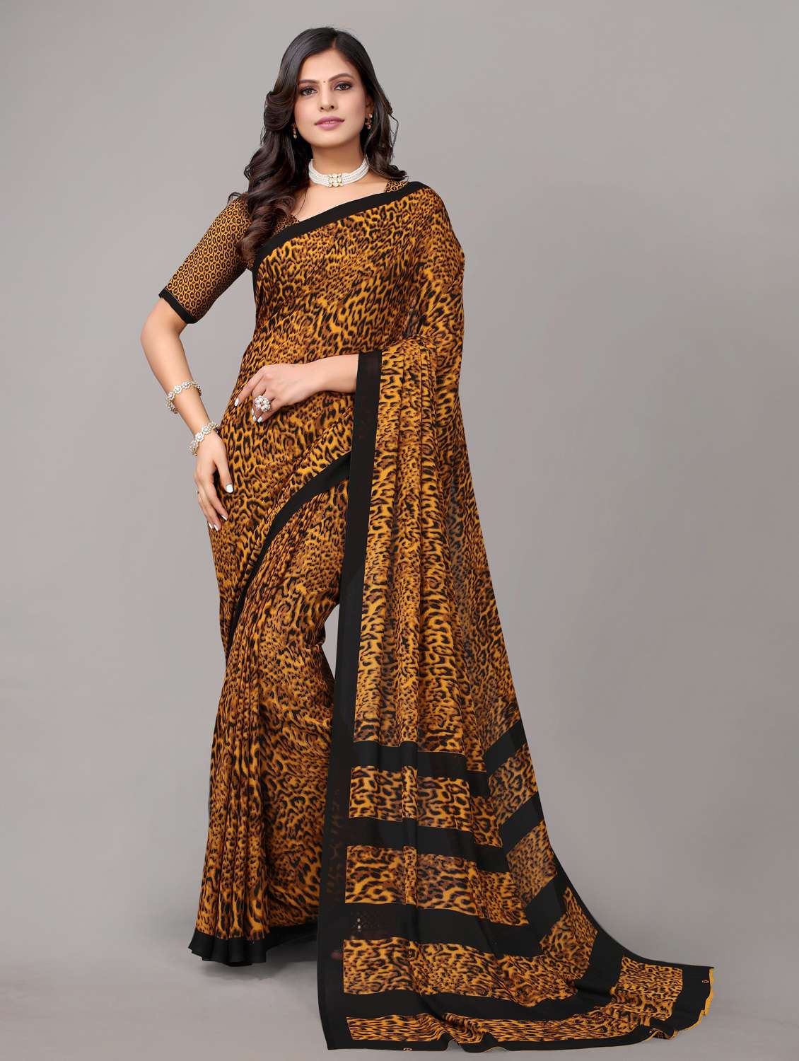 multi colored printed saree with blouse - 19602965 - Zoom Image - 0