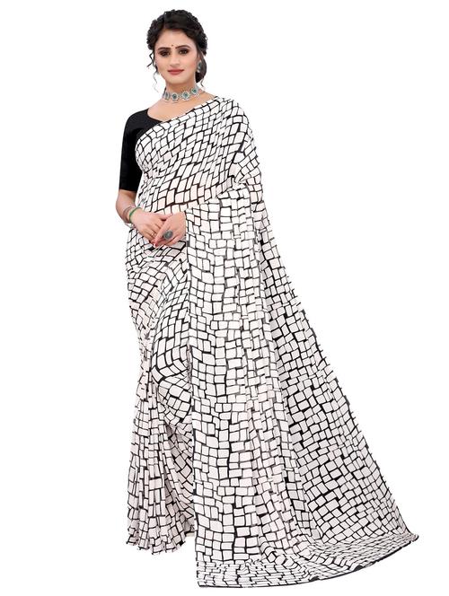 printed woven saree with blouse - 19603118 - Standard Image - 0