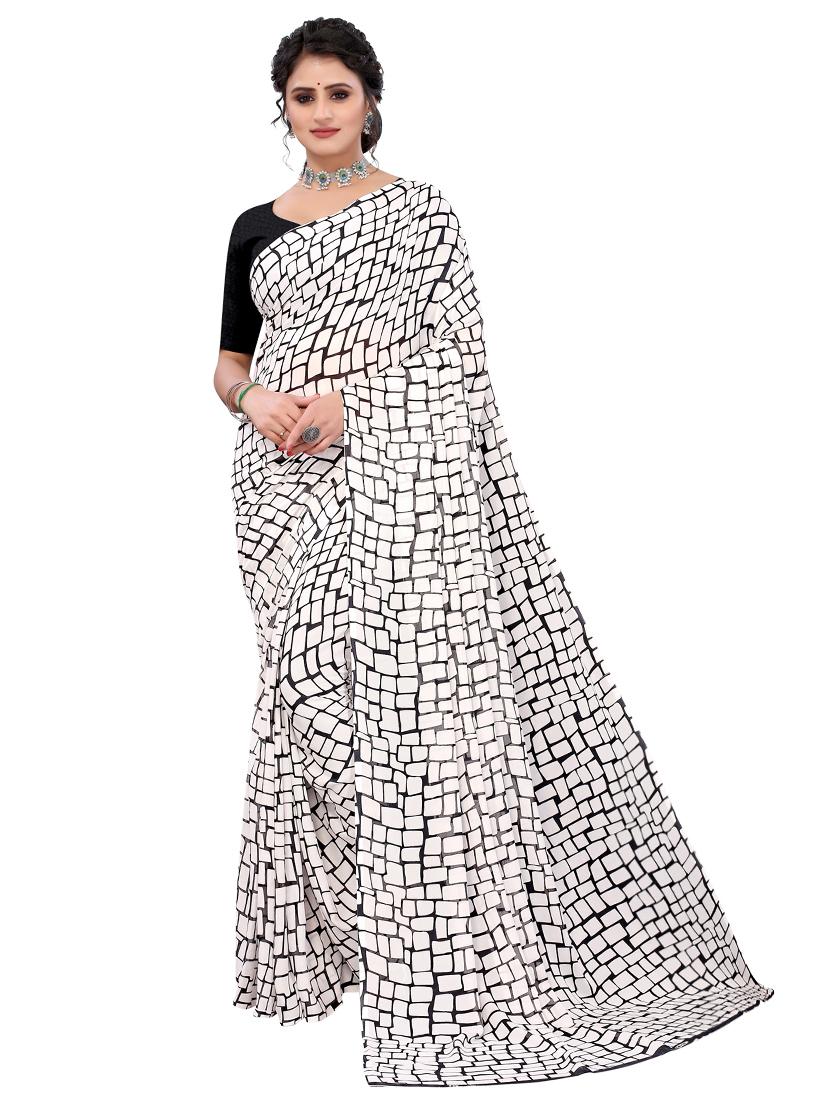 printed woven saree with blouse - 19603118 - Zoom Image - 0