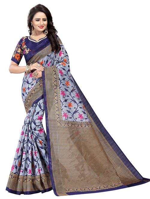 floral woven saree with blouse - 19603125 -  Standard Image - 0