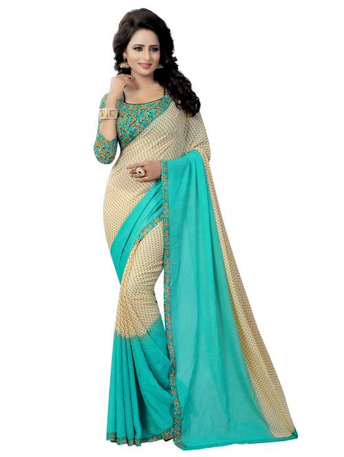 printed woven saree with blouse - 19603146 - Standard Image - 0